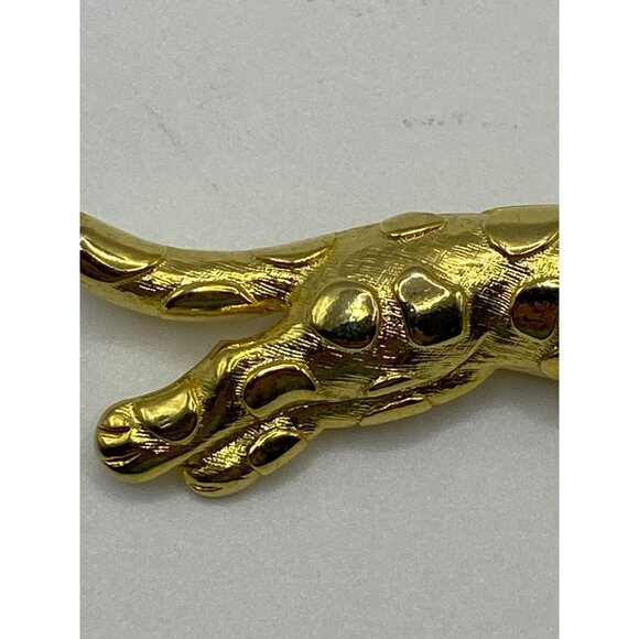 Vintage Trifari Gold-Tone Leopard Brooch Pin With Green Rhinestone Eye J0249 - Picture 5 of 13